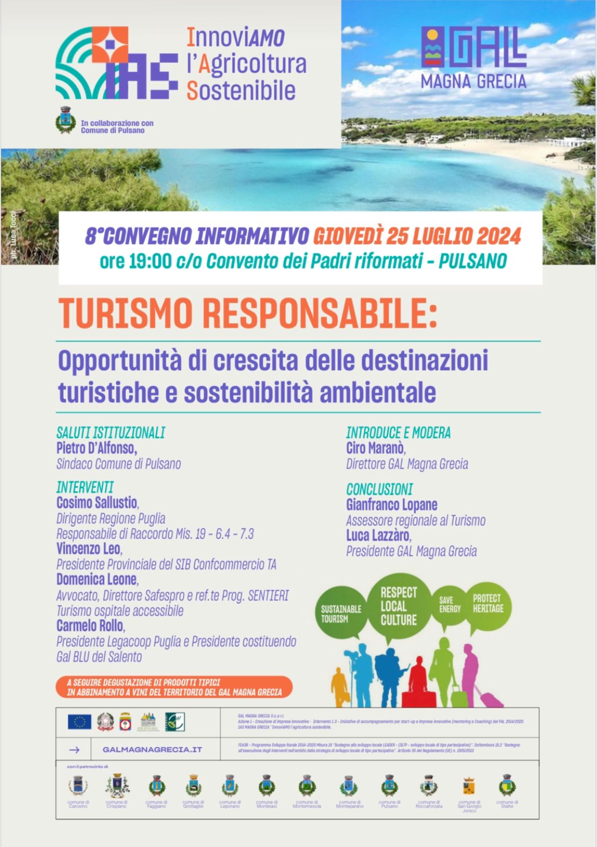 EVENTO GAL MAGNA GRECIA A PULSANO PROGRAMMA CONVEGNO 25.07 ORE 19